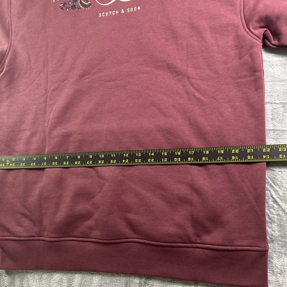 Scotch & Soda Red Wine Relaxed Fit Fleece Graphic‎ Hoodie (Size L) New With Tags - Picture 7 of 8
